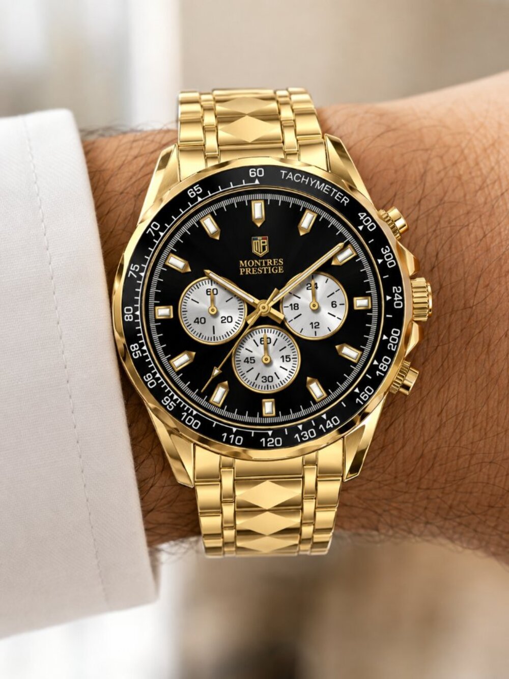 Montres Prestige x Invicta MPW-0335 Men’s Gold-Tone Chronograph 44.5mm Watch NIB